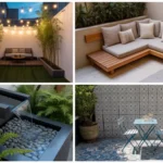 Private small courtyard with tall bamboo screens and cozy seating