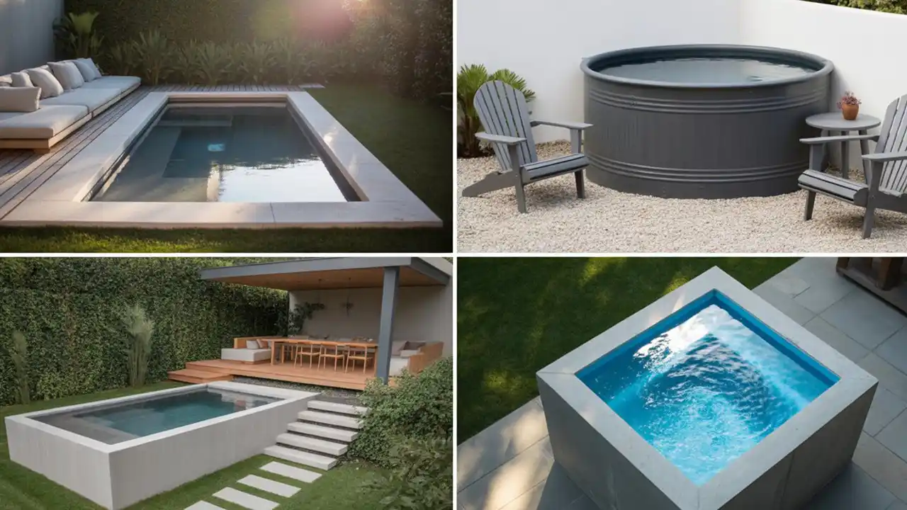 Above ground plunge pool with a clear glass side wall