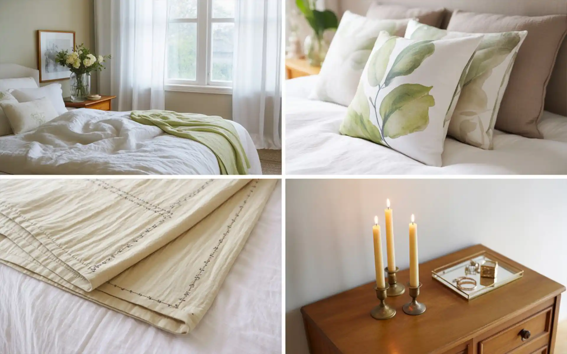 Thin cotton quilt folded at the foot of an elegant bed