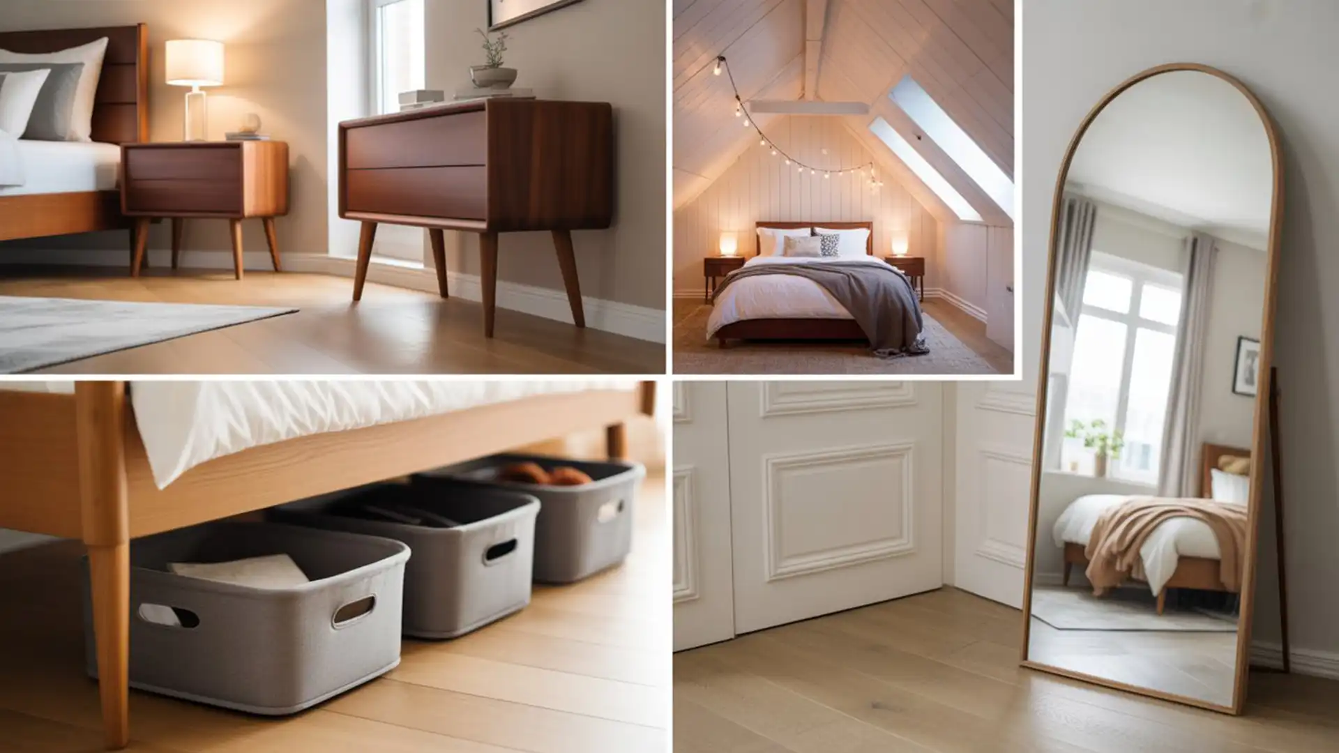 Neat under-bed storage containers in a tidy bedroom
