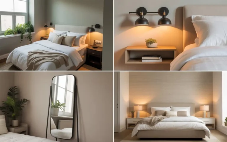 Cozy small bedroom refresh with light linens and warm lighting