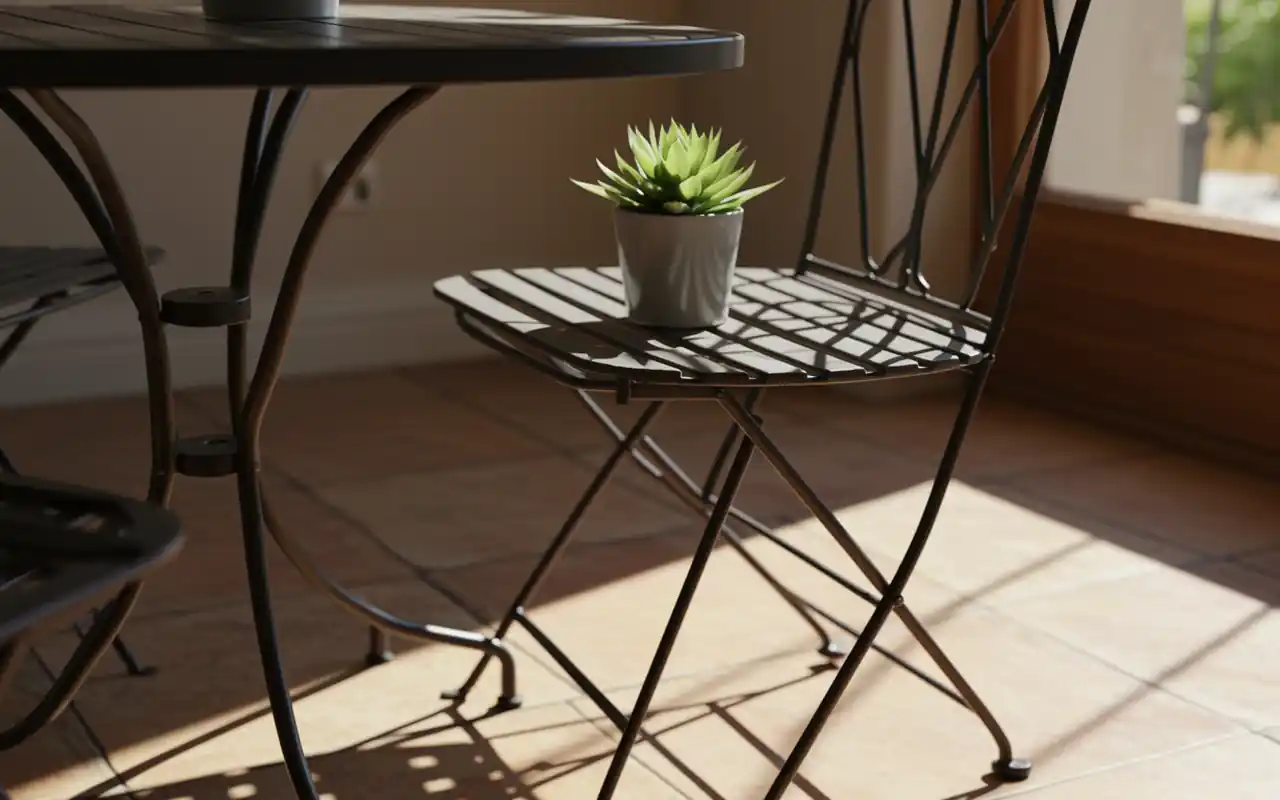A lush vertical garden wall in a small sunroom with white wall planters.