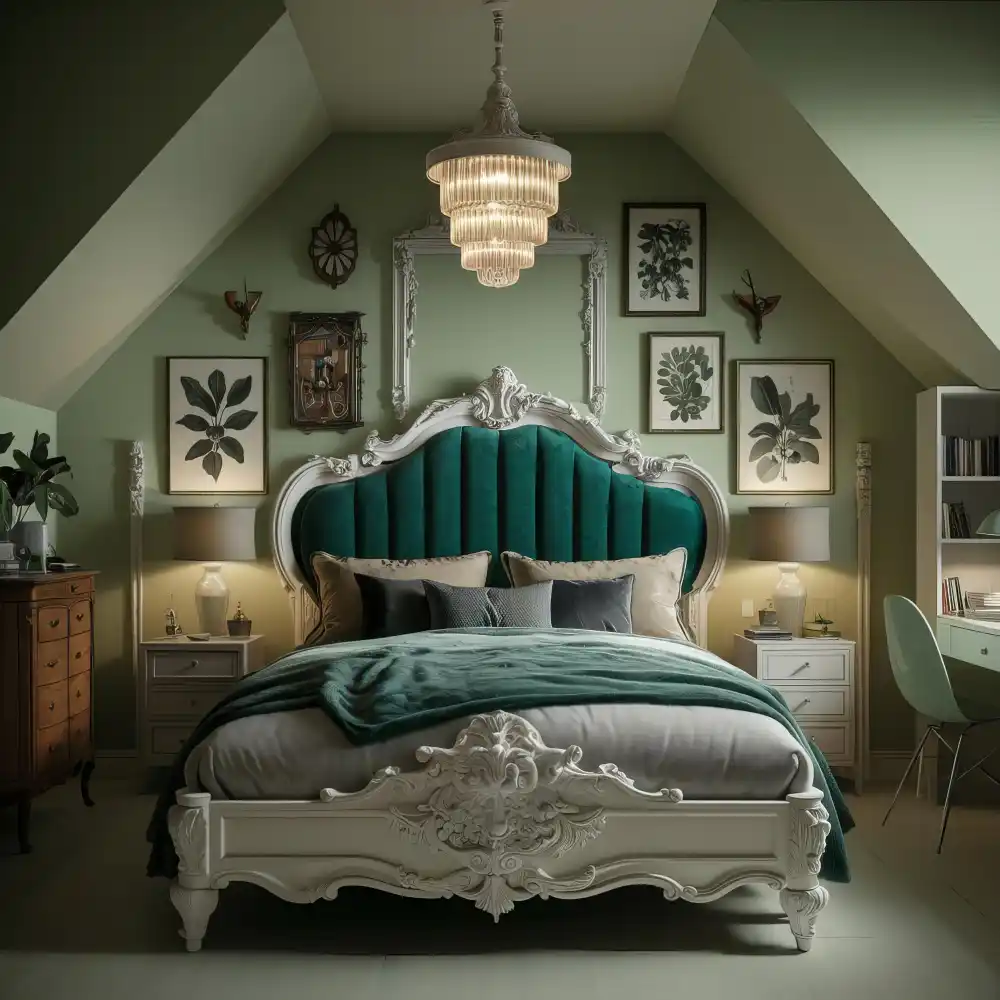 Wall-mounted headboard being anchored into wall studs with a French cleat for safe flush mounting