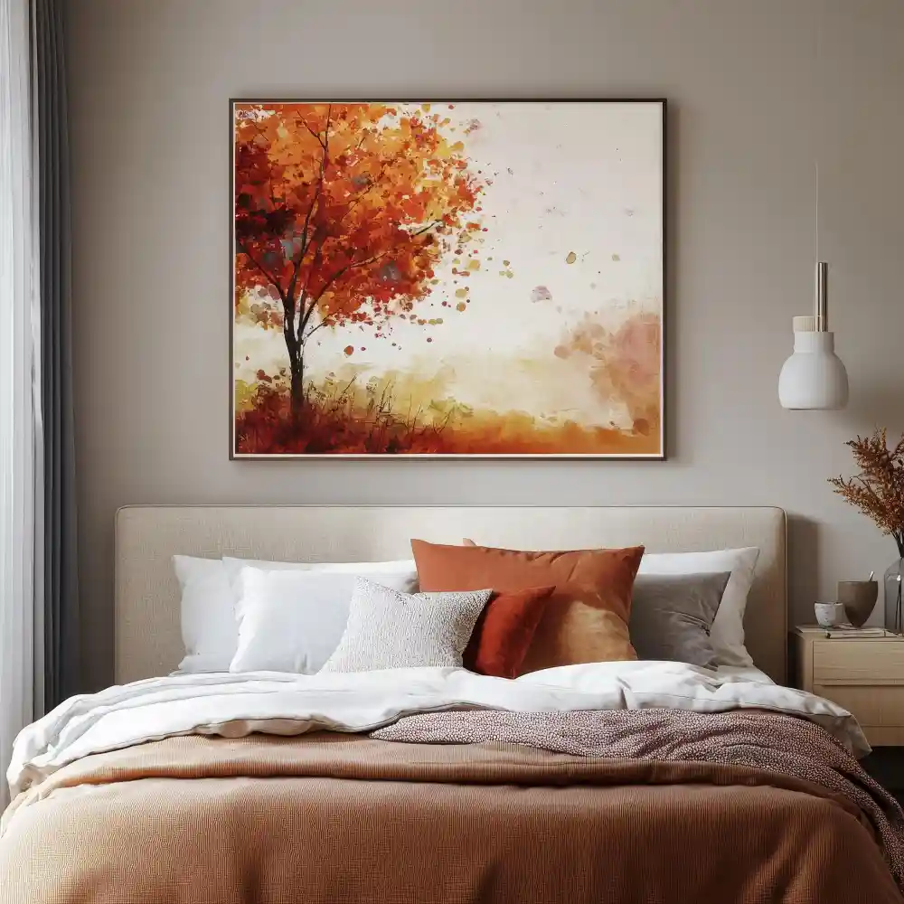 Bedroom at dusk with a bedside lamp, wall sconce, and warm accent light creating a soft layered glow