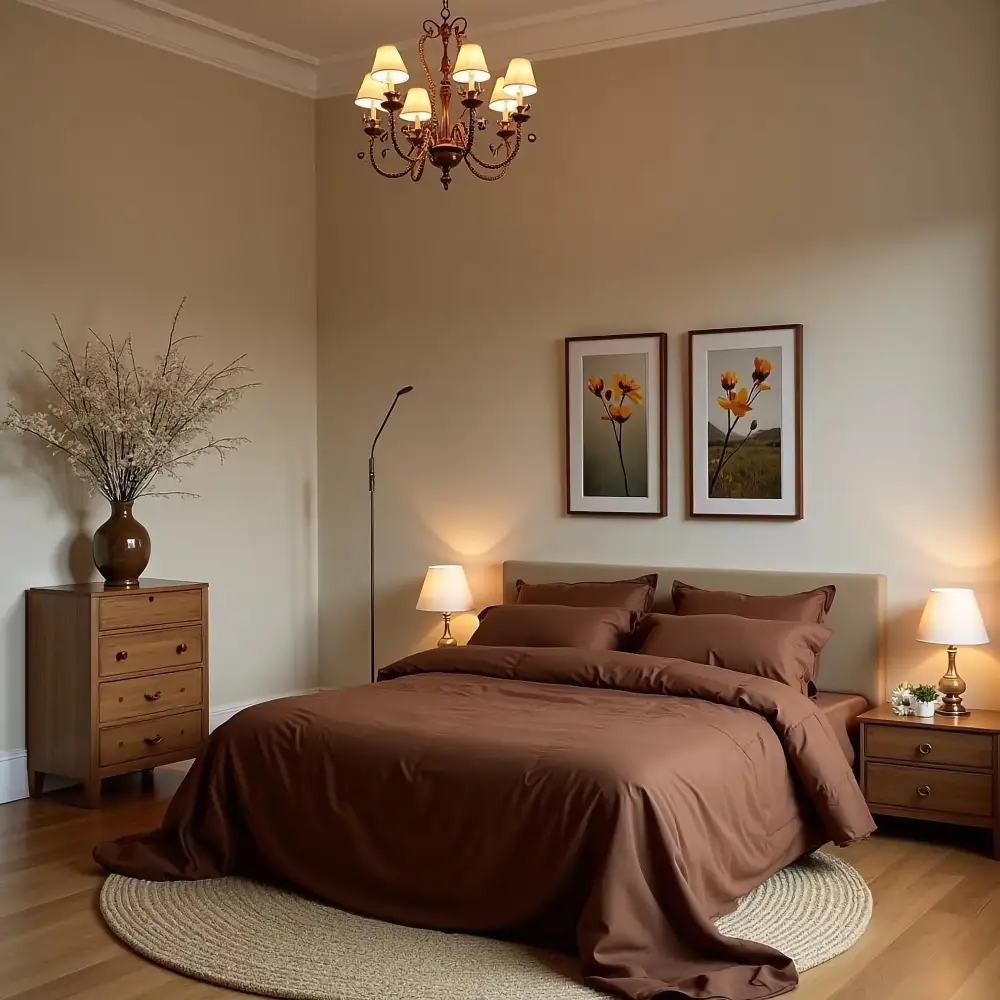 Same small bedroom wall shown in cool morning light and warm evening lamp light to compare paint undertone