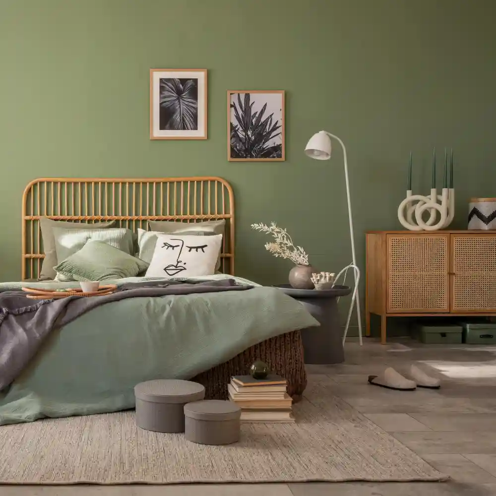 Soft Sage Green With Cream and Warm Wood