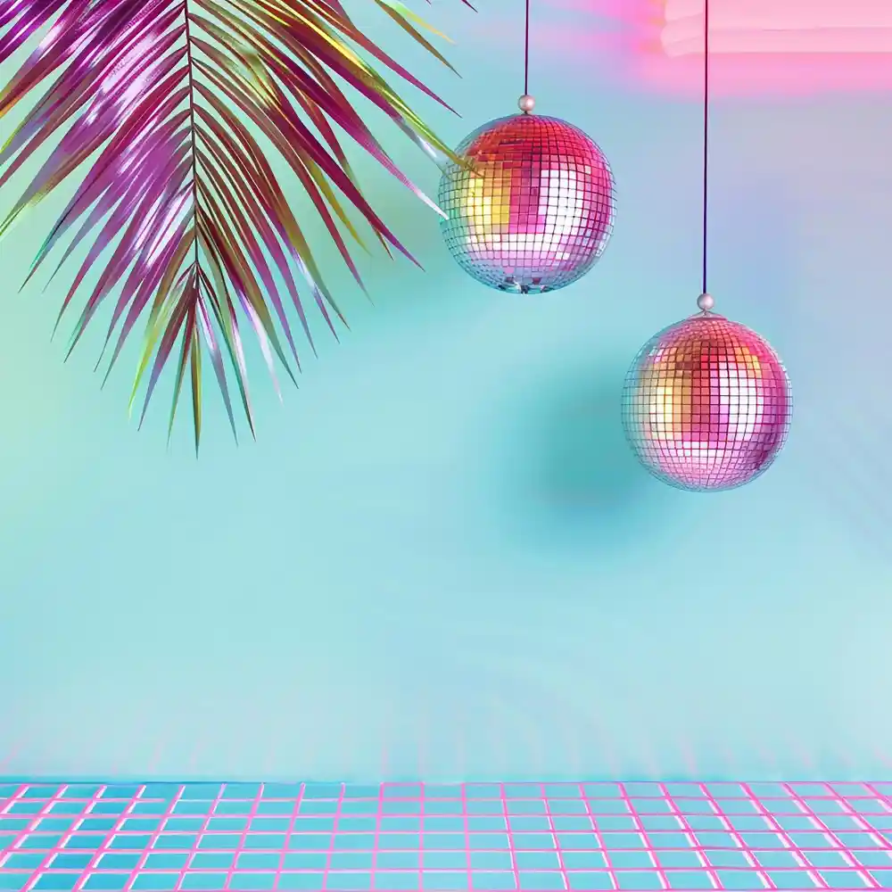 Small disco ball in a sunny window scattering rainbow light dots across a bright bedroom wall