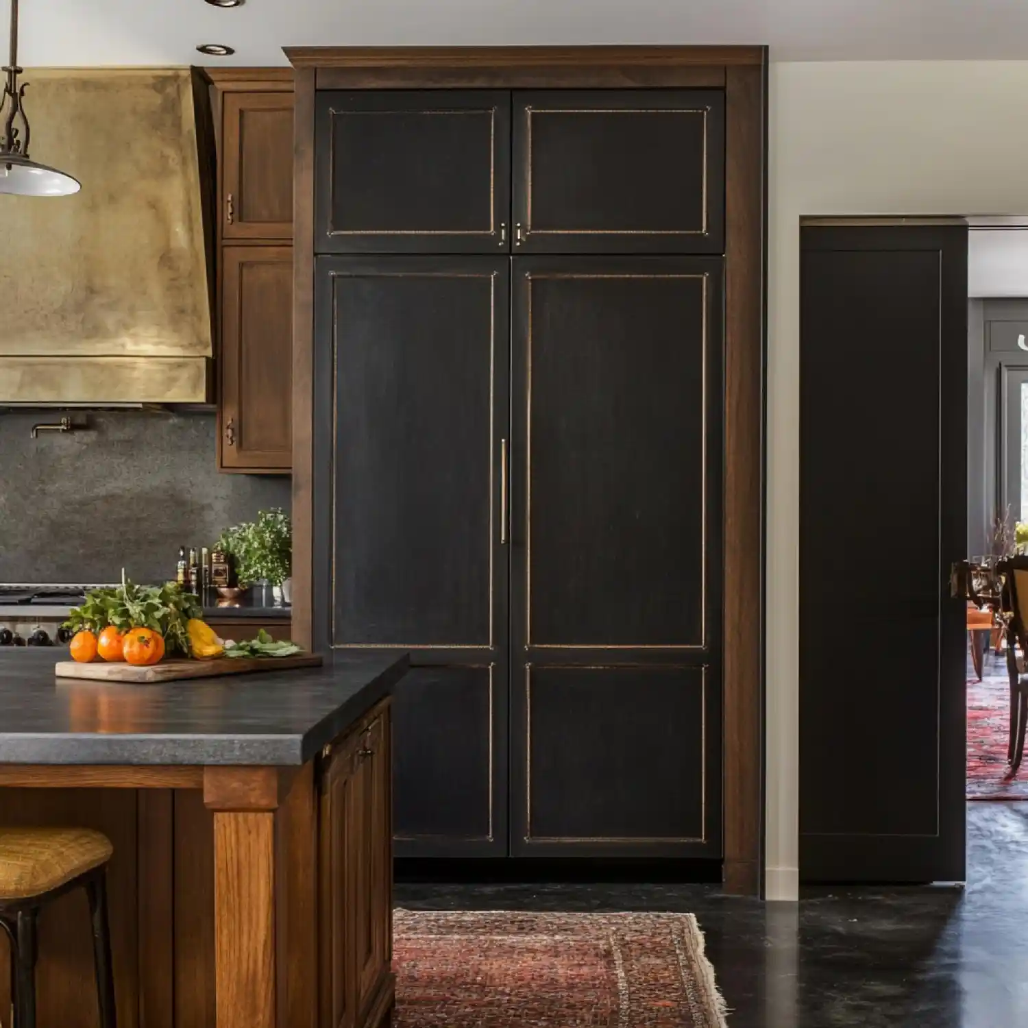 Four bathroom cabinet door fronts compared: shaker, flat slab, fluted, and glass-front