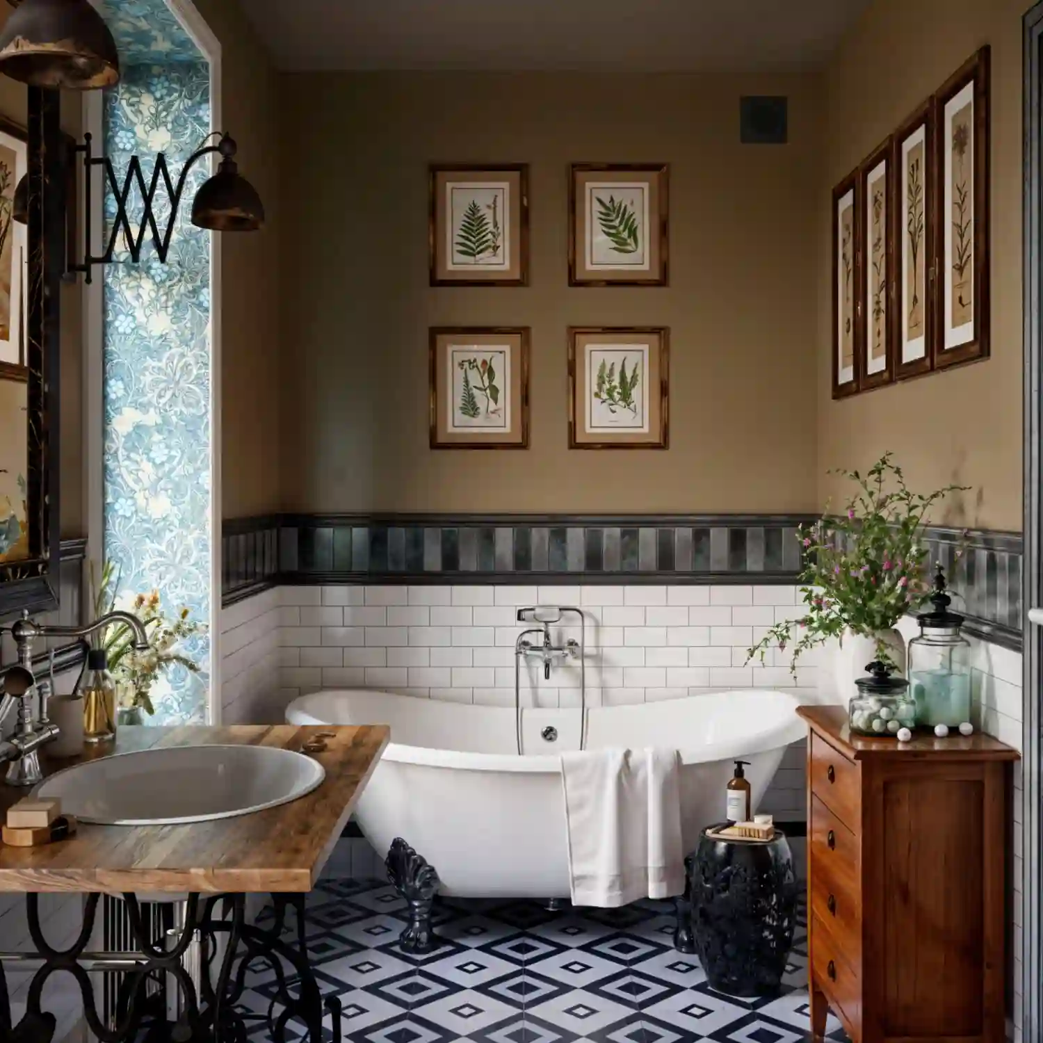 How to decorate a bathroom by choosing a style direction shown through a farmhouse mood board
