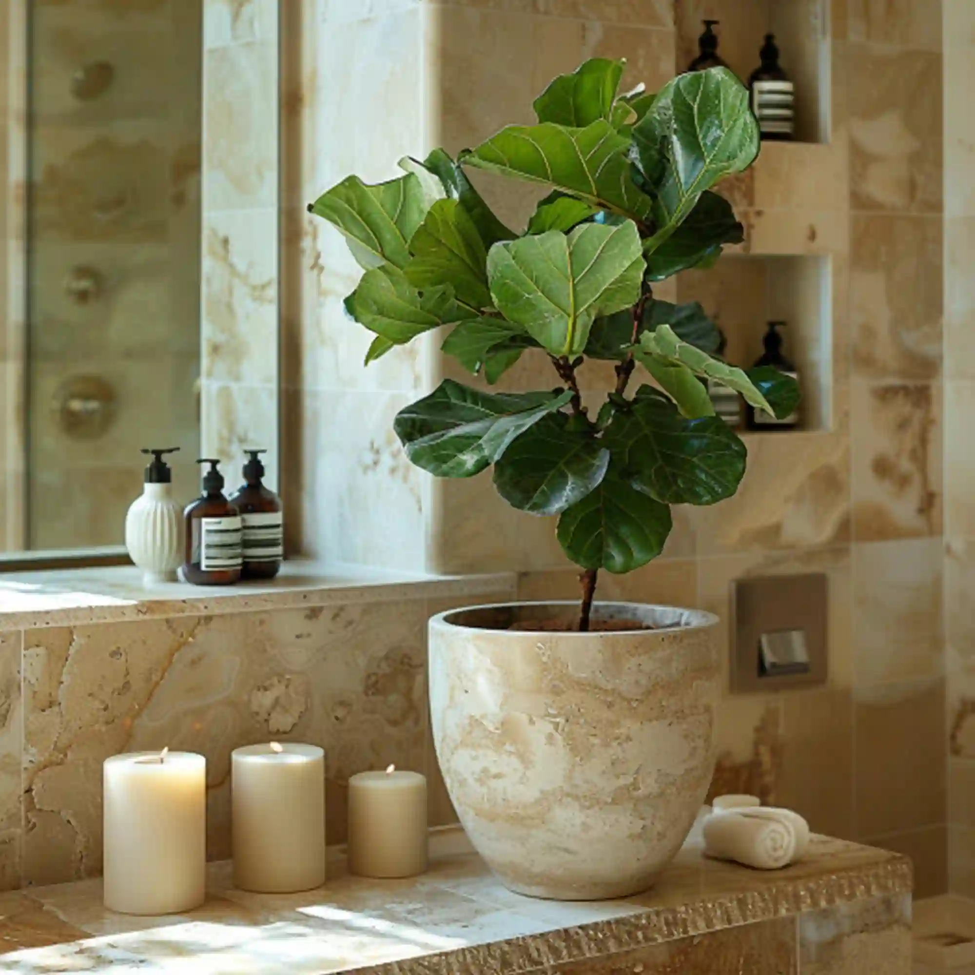 Understated coastal bathroom styling without anchor art or rope trim