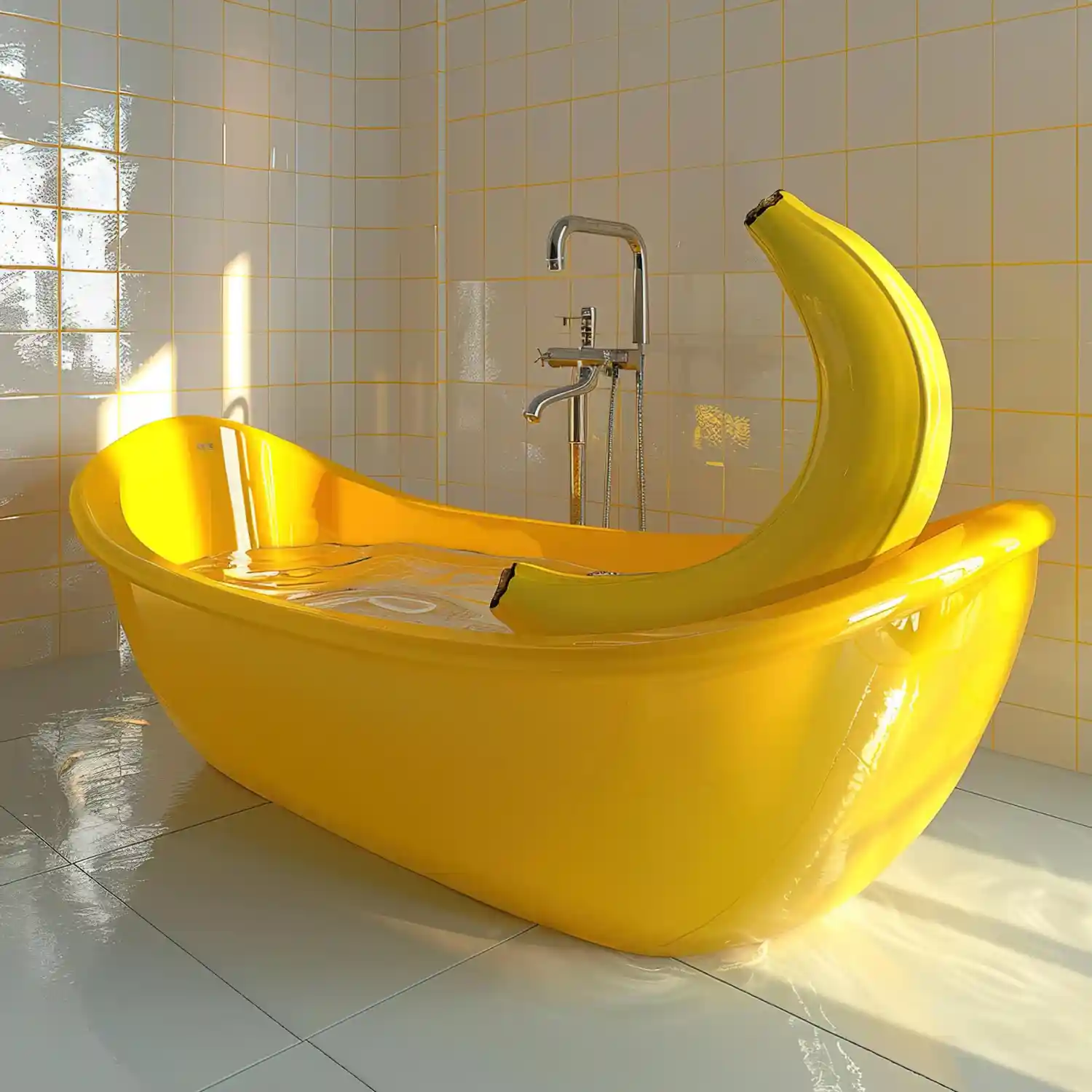 Freestanding tub sitting away from the wall as the focal point of an open, calm bathroom