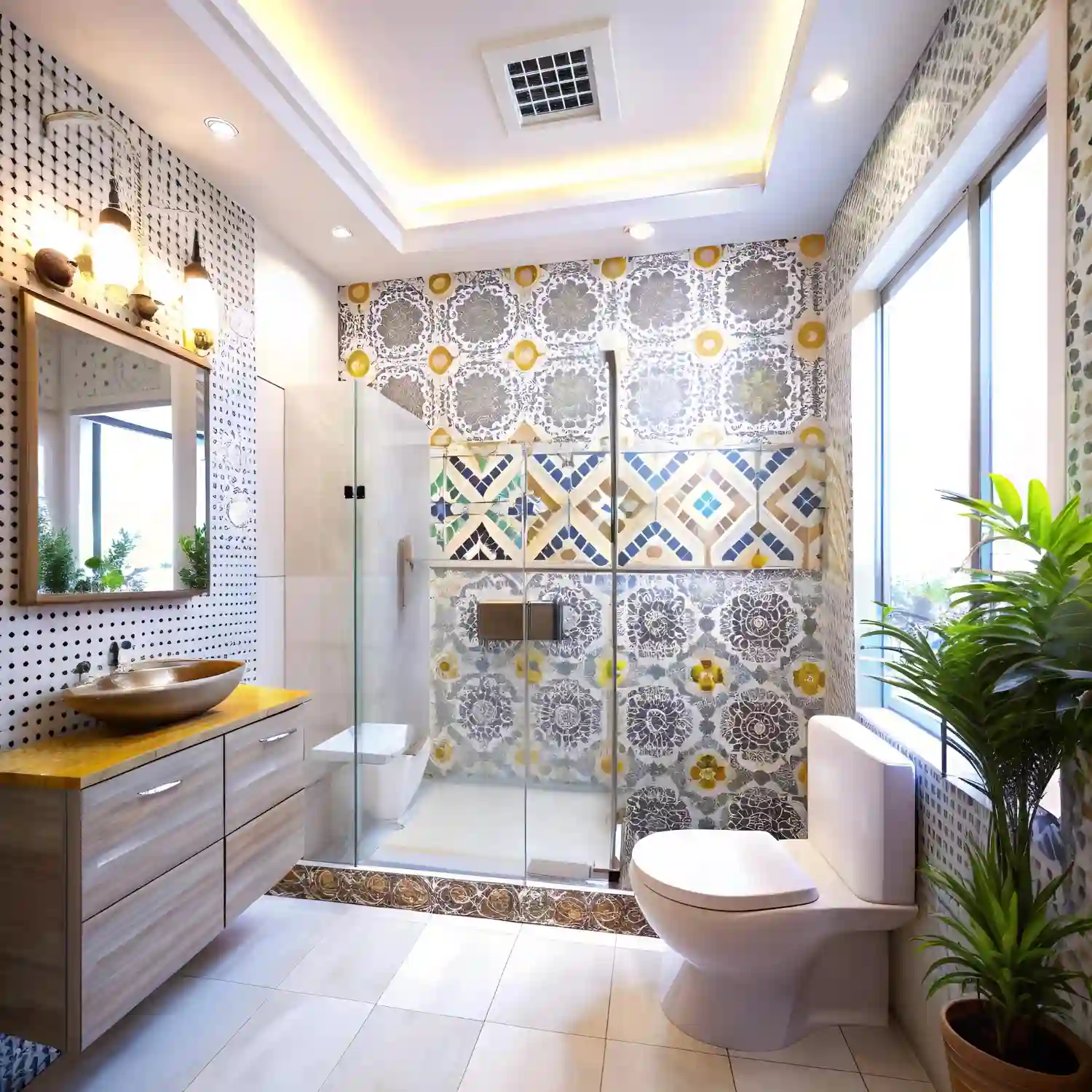 Close-up of tactile handmade bathroom tile with uneven glaze and soft shadow