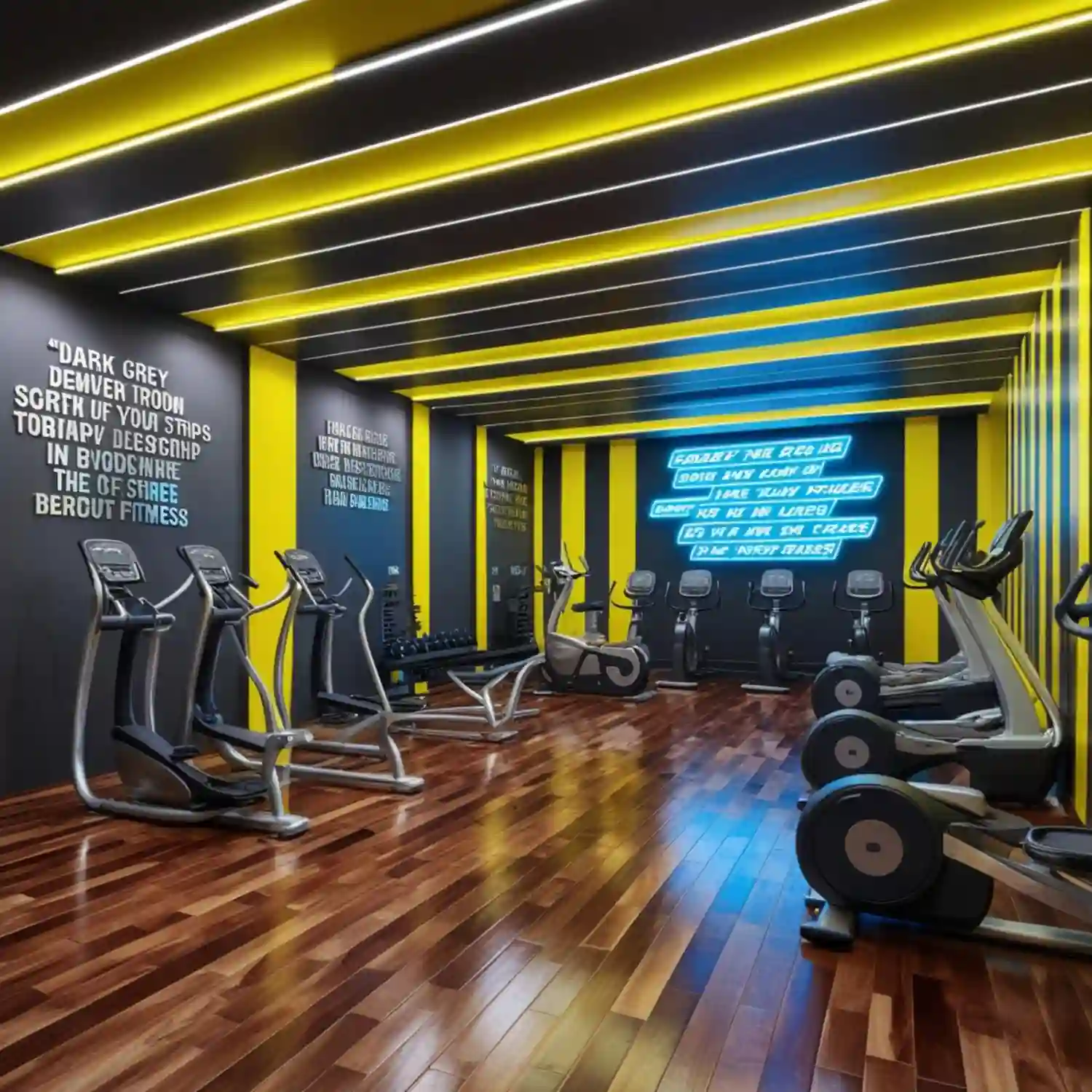 Home gym man cave ideas shown in a full room view with rubber flooring and a mirror wall