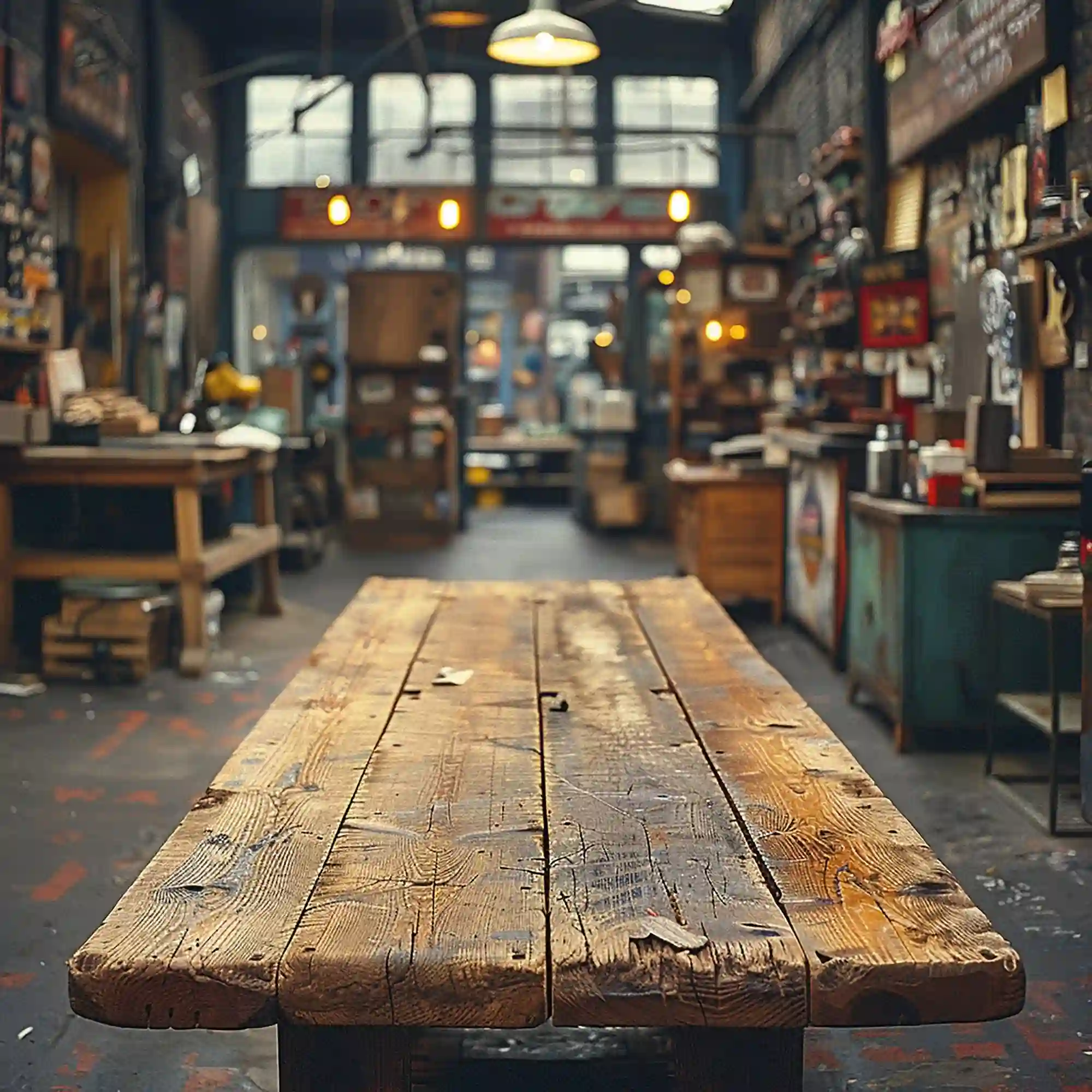 Rustic man cave bar with reclaimed wood top, galvanized metal base, stools, and open glass shelving