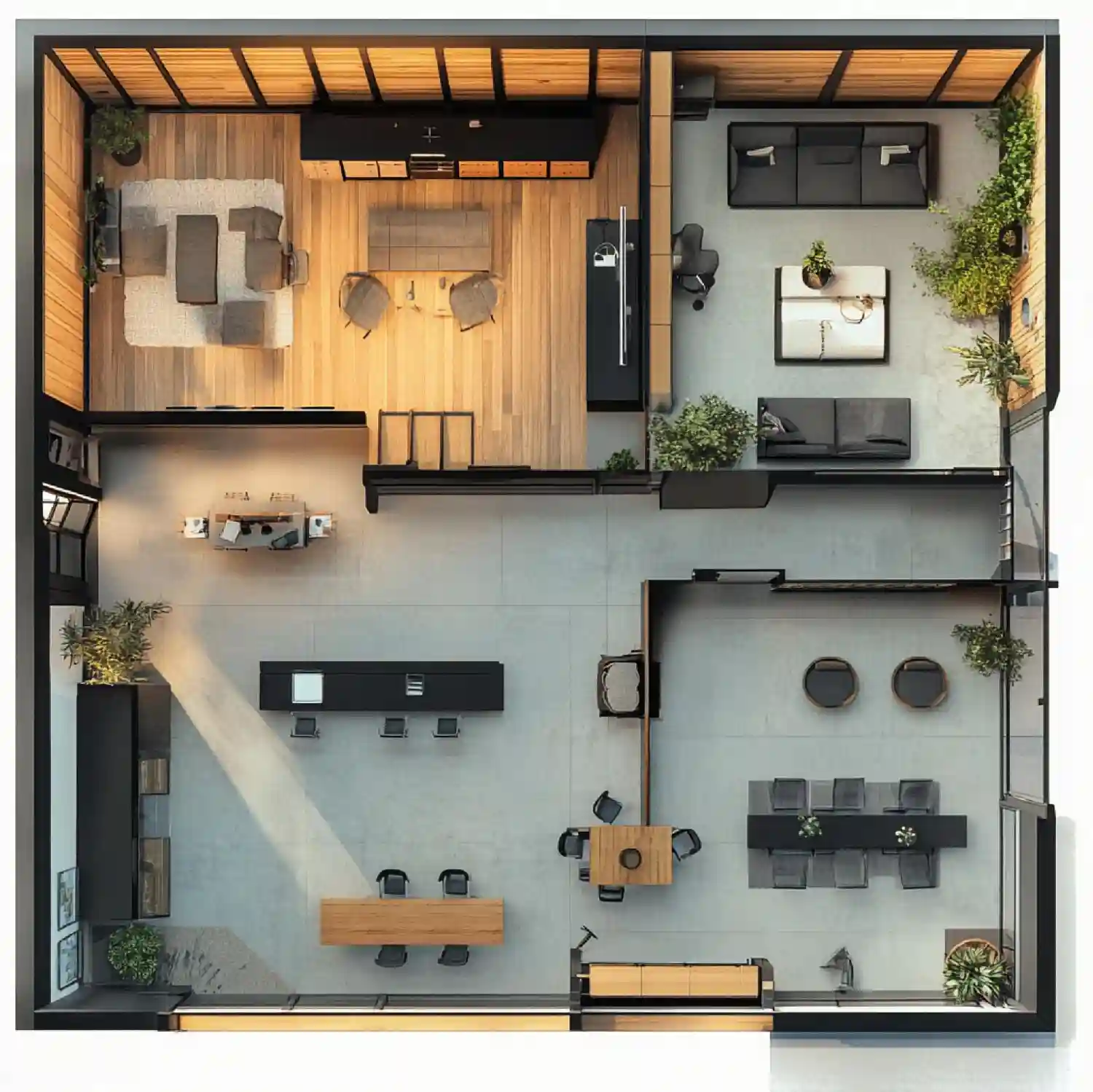 Man cave planning layout with room sketch, focal wall marked, and simple three-piece furniture arrangement