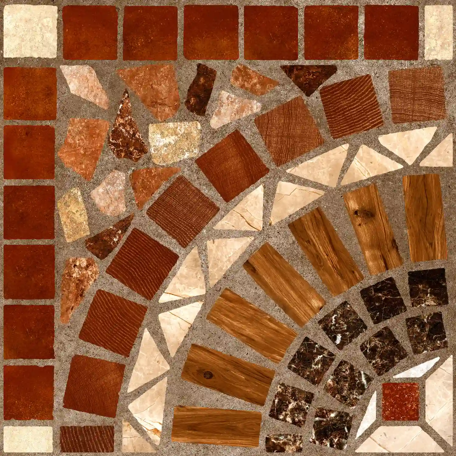 Square terracotta clay paver floor tile in a warm bathroom with sealed matte finish