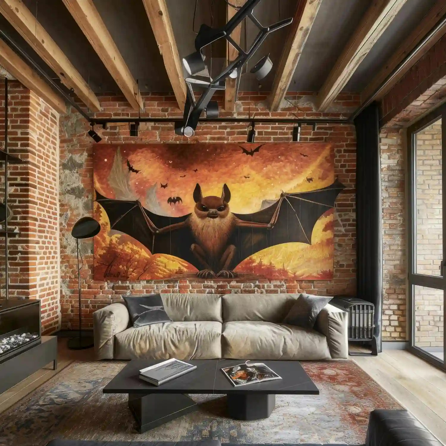 Secondhand cognac leather lounge chair cleaned and styled beside a charcoal wall and warm floor lamp