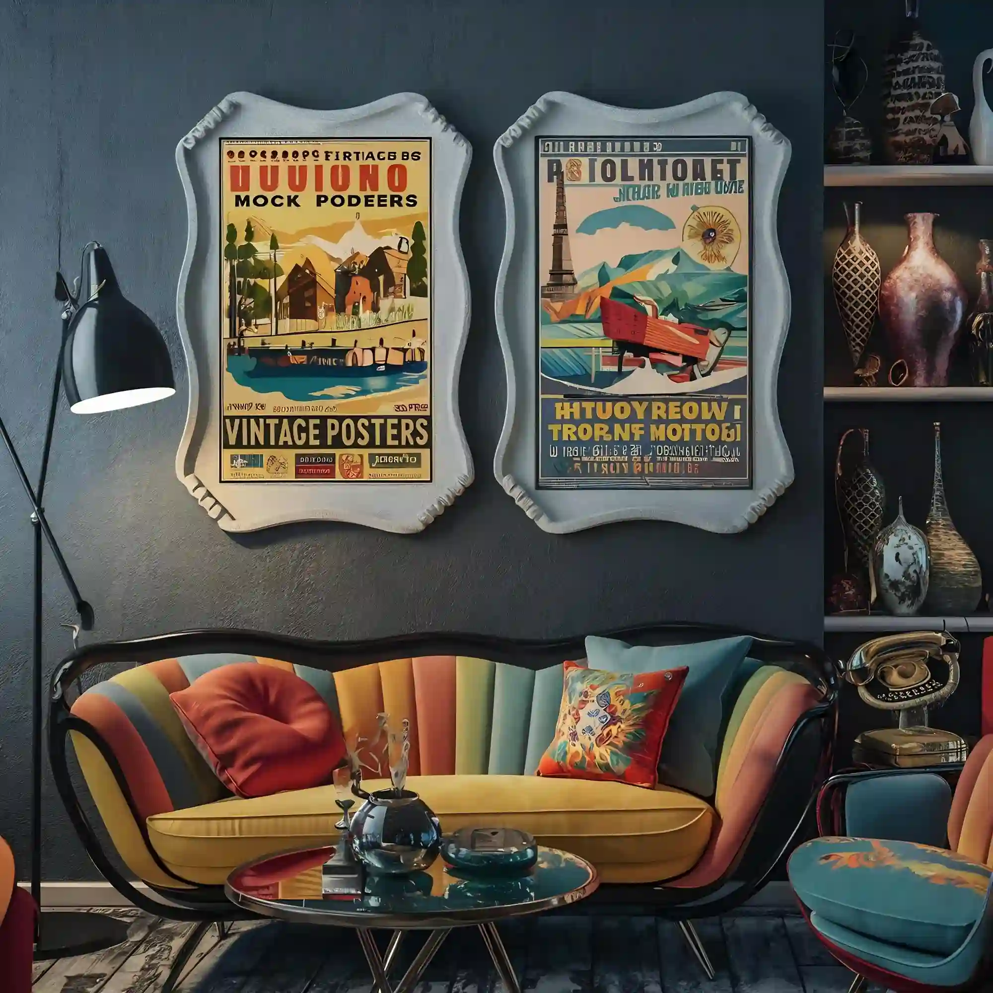 Grouped vintage tin signs and license plates on a wood wall in a man cave