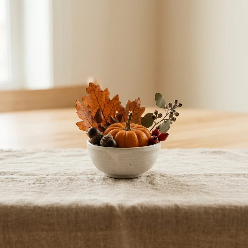 Centred autumn still life chosen as a fall iPhone wallpaper, with generous empty space on both sides